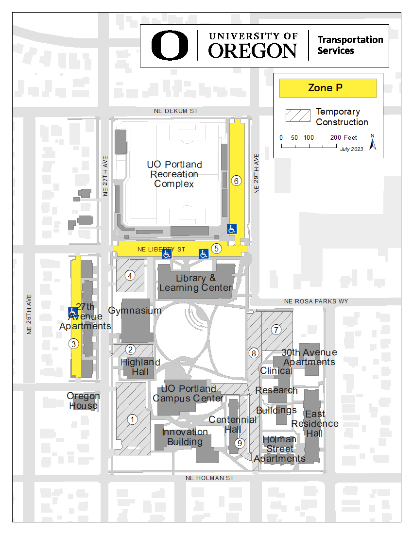 UO Portland Parking Map